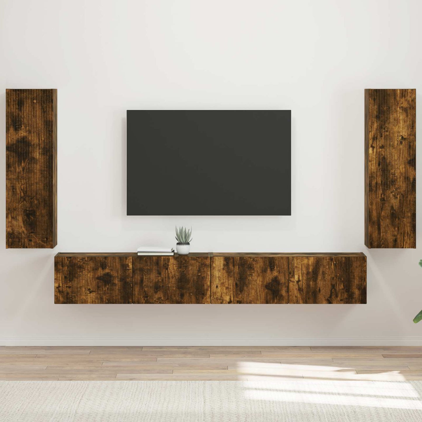 vidaXL Ensemble de 4 étagères murales pour télévision Chêne fumé Bois d'ingénierie