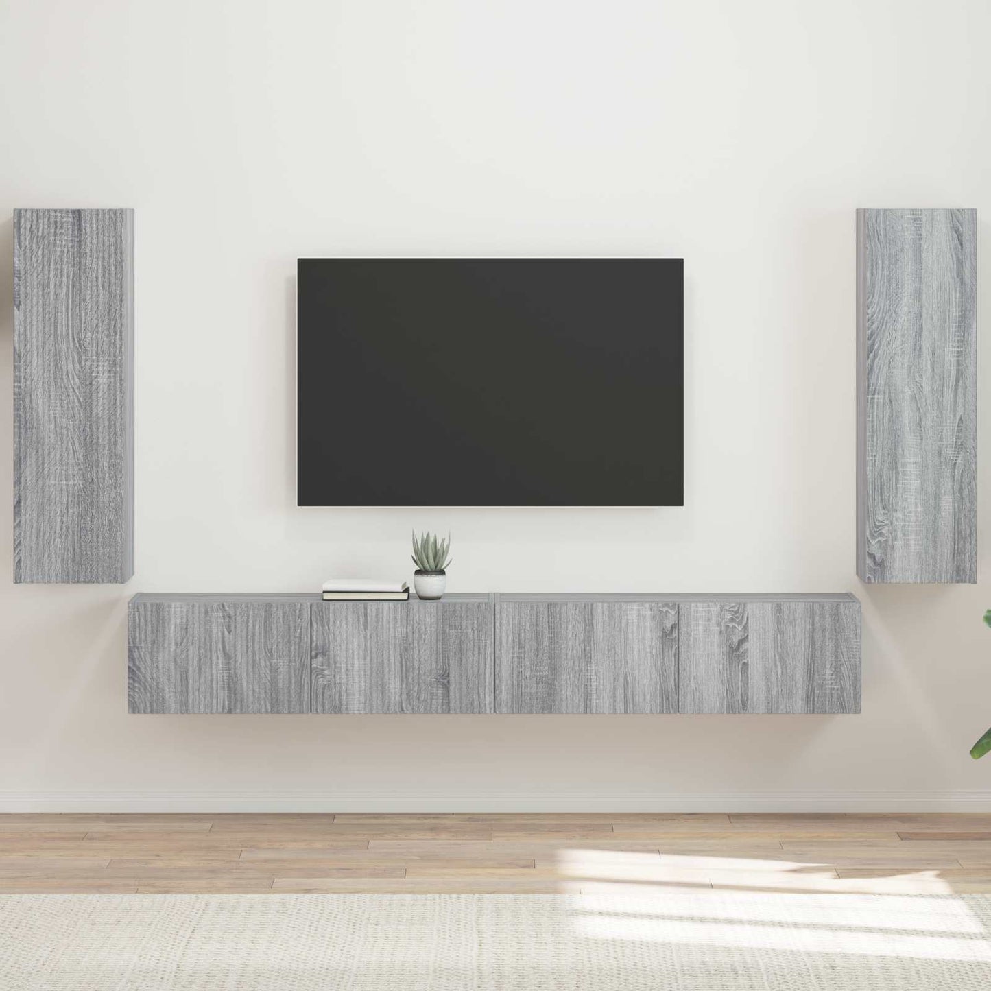 vidaXL Ensemble d'étagères murales pour TV 4 pcs Aggloméré couleur chêne sonoma gris