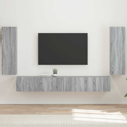 vidaXL Ensemble d'étagères murales pour TV 4 pcs Aggloméré couleur chêne sonoma gris