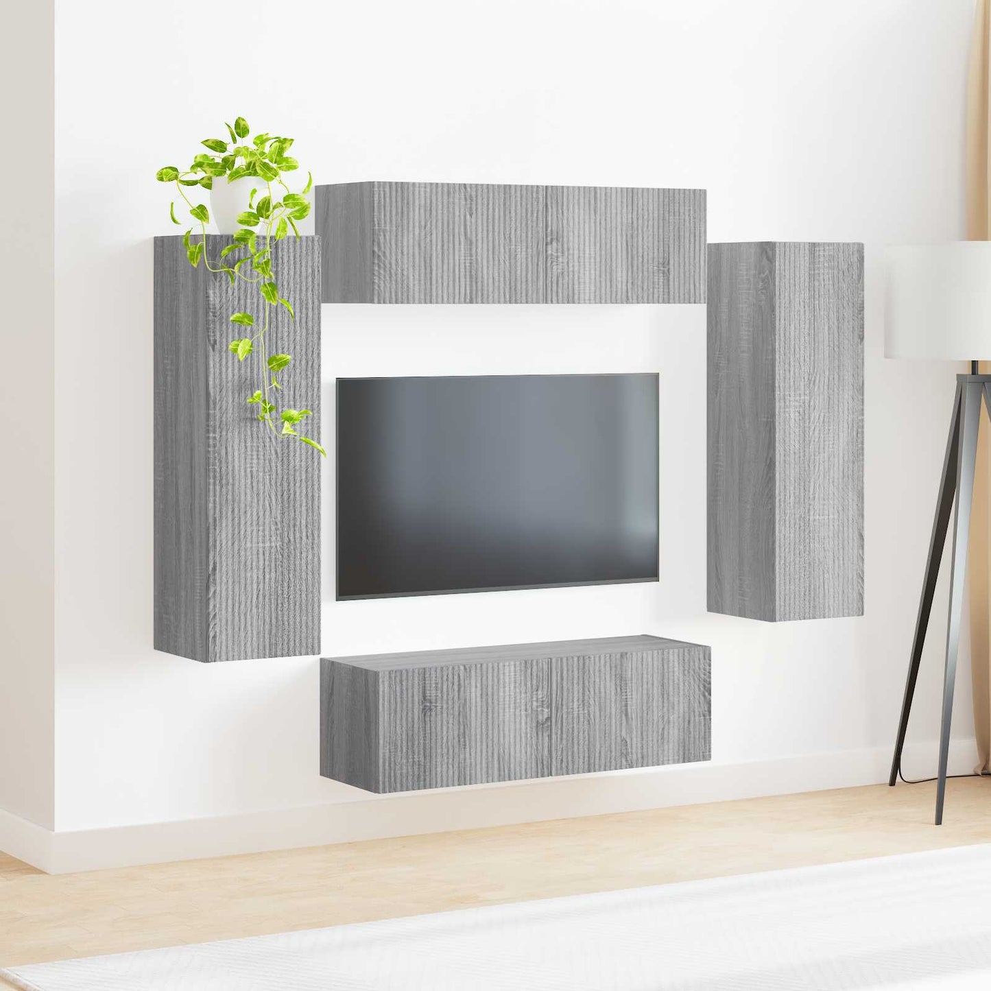 vidaXL Ensemble d'étagères murales pour TV 4 pcs Aggloméré couleur chêne sonoma gris