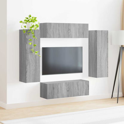 vidaXL Ensemble d'étagères murales pour TV 4 pcs Aggloméré couleur chêne sonoma gris
