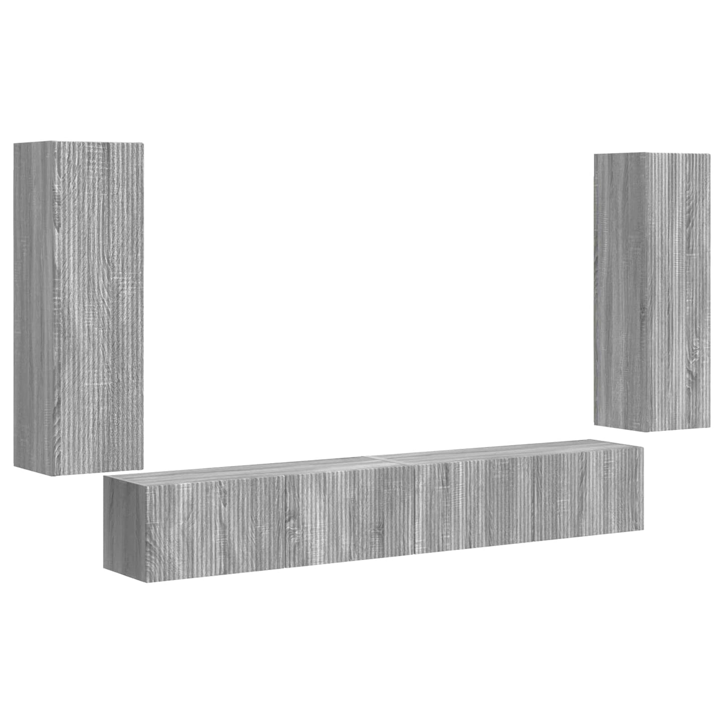 vidaXL Ensemble d'étagères murales pour TV 4 pcs Aggloméré couleur chêne sonoma gris