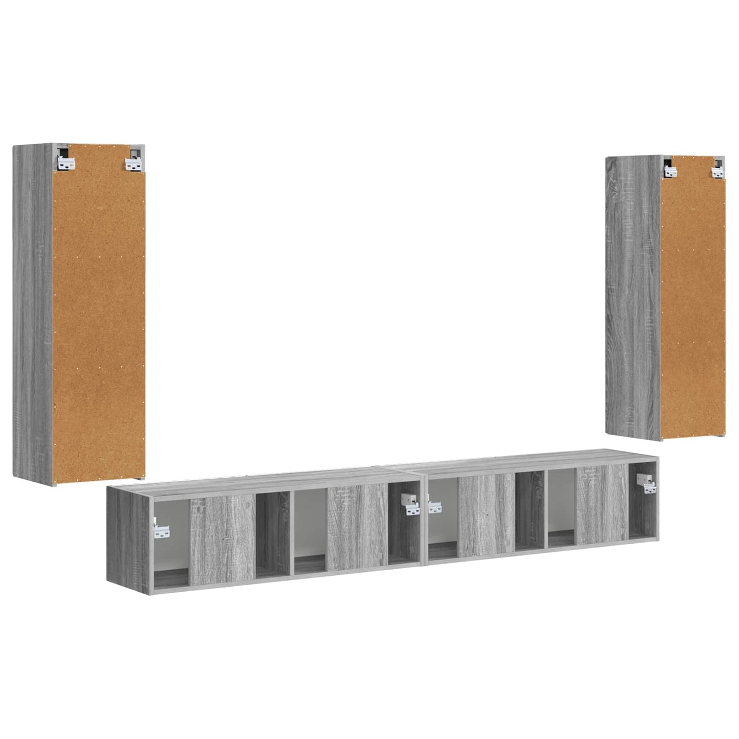 vidaXL Ensemble d'étagères murales pour TV 4 pcs Aggloméré couleur chêne sonoma gris