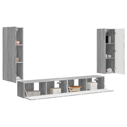 vidaXL Ensemble d'étagères murales pour TV 4 pcs Aggloméré couleur chêne sonoma gris