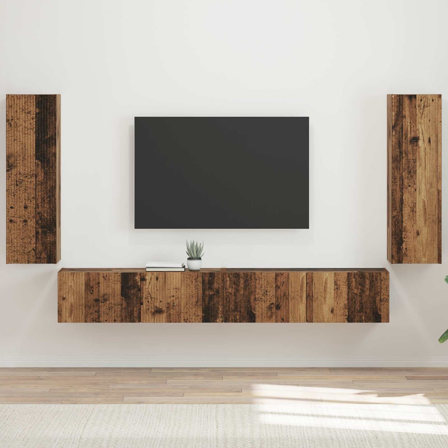vidaXL Ensemble d'étagères murales pour TV 4 pcs Bois de récupération Bois d'ingénierie