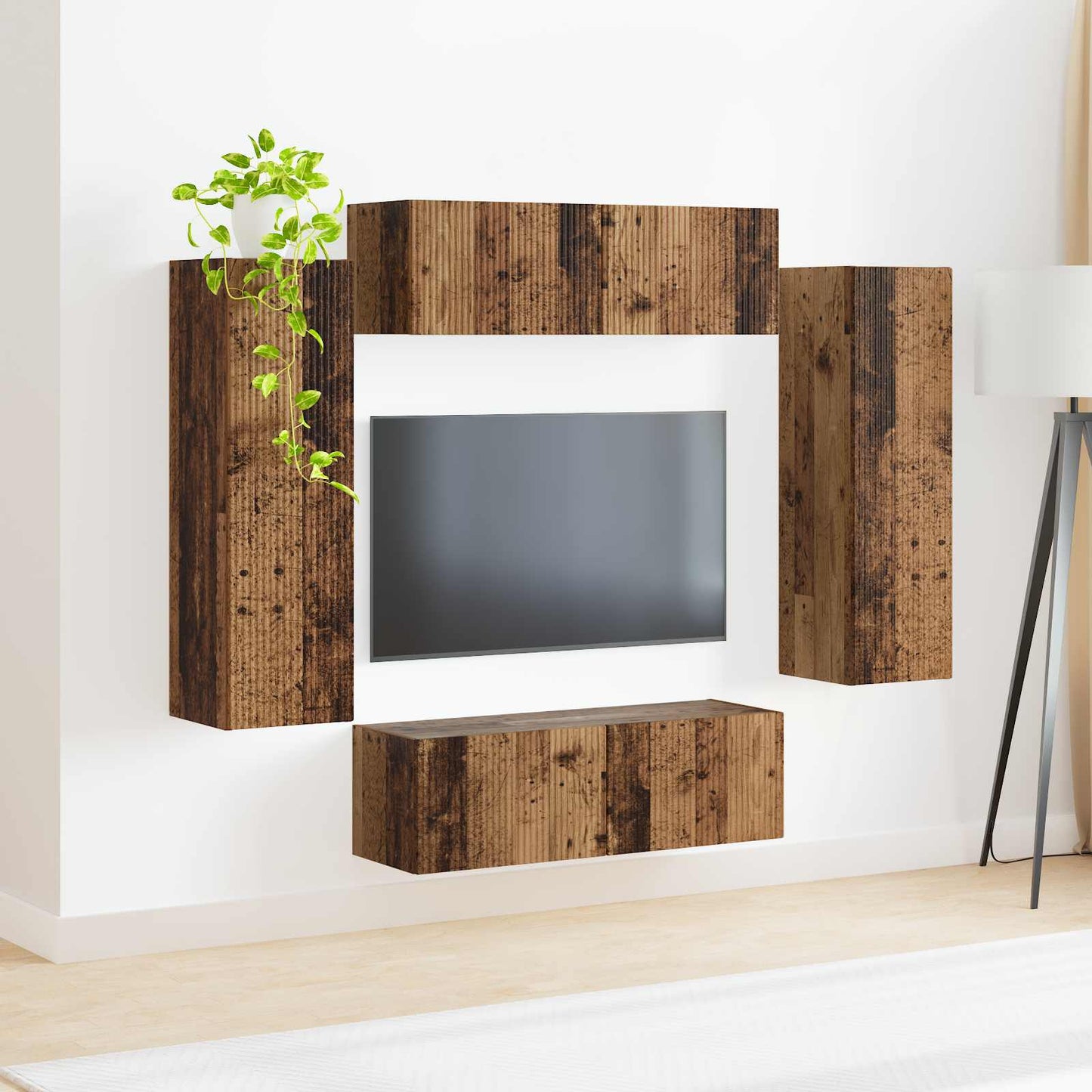 vidaXL Ensemble d'étagères murales pour TV 4 pcs Bois de récupération Bois d'ingénierie