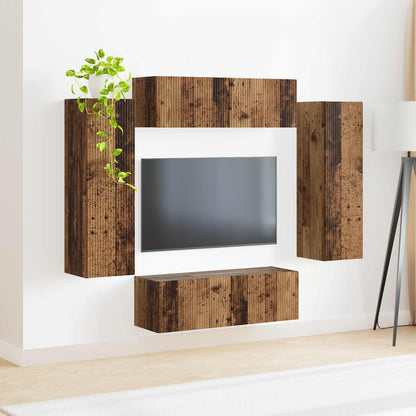 vidaXL Ensemble d'étagères murales pour TV 4 pcs Bois de récupération Bois d'ingénierie