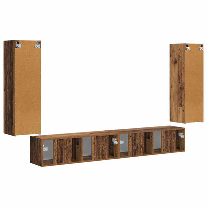 vidaXL Ensemble d'étagères murales pour TV 4 pcs Bois de récupération Bois d'ingénierie