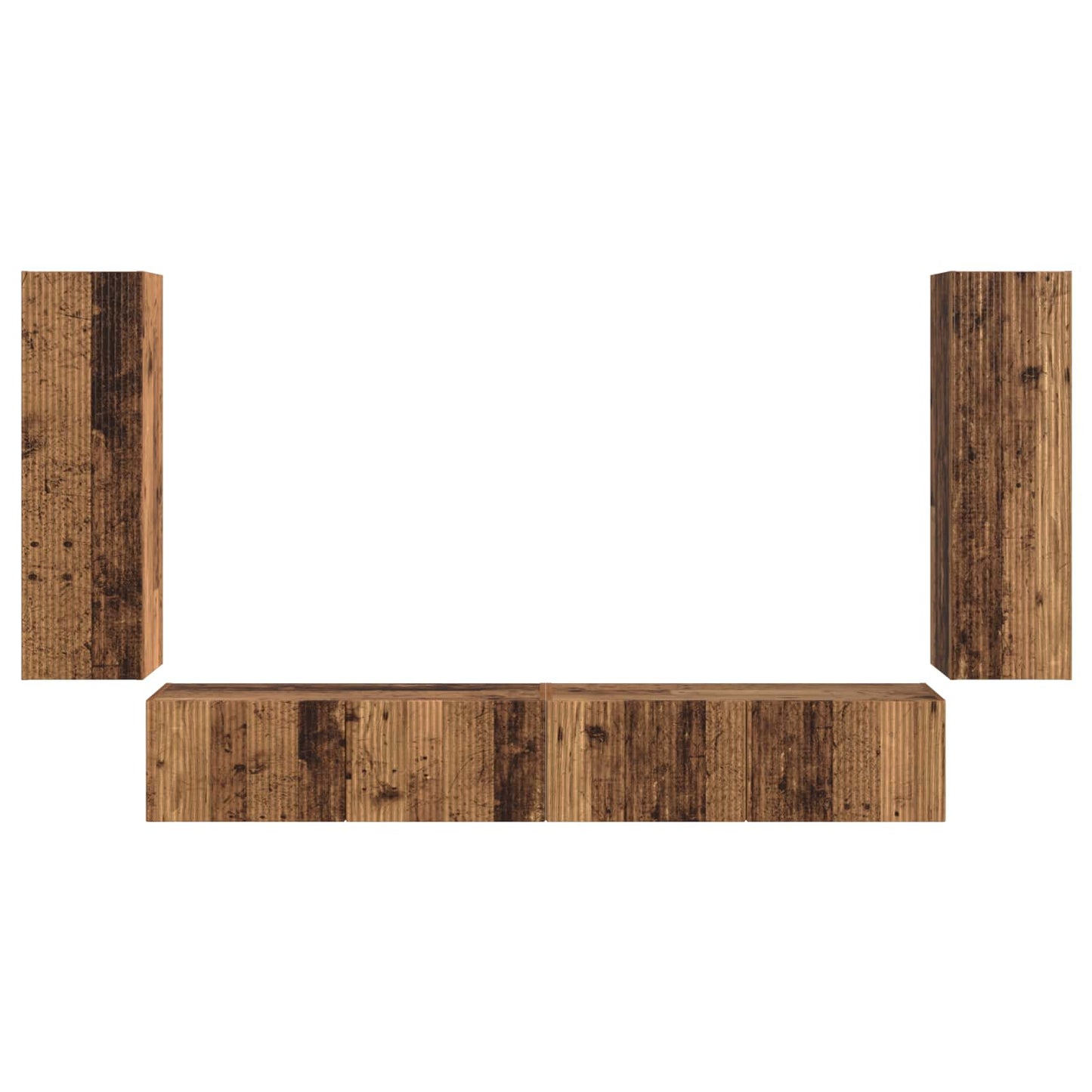 vidaXL Ensemble d'étagères murales pour TV 4 pcs Bois de récupération Bois d'ingénierie