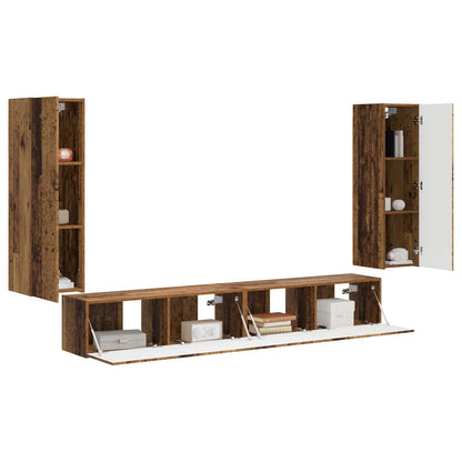vidaXL Ensemble d'étagères murales pour TV 4 pcs Bois de récupération Bois d'ingénierie