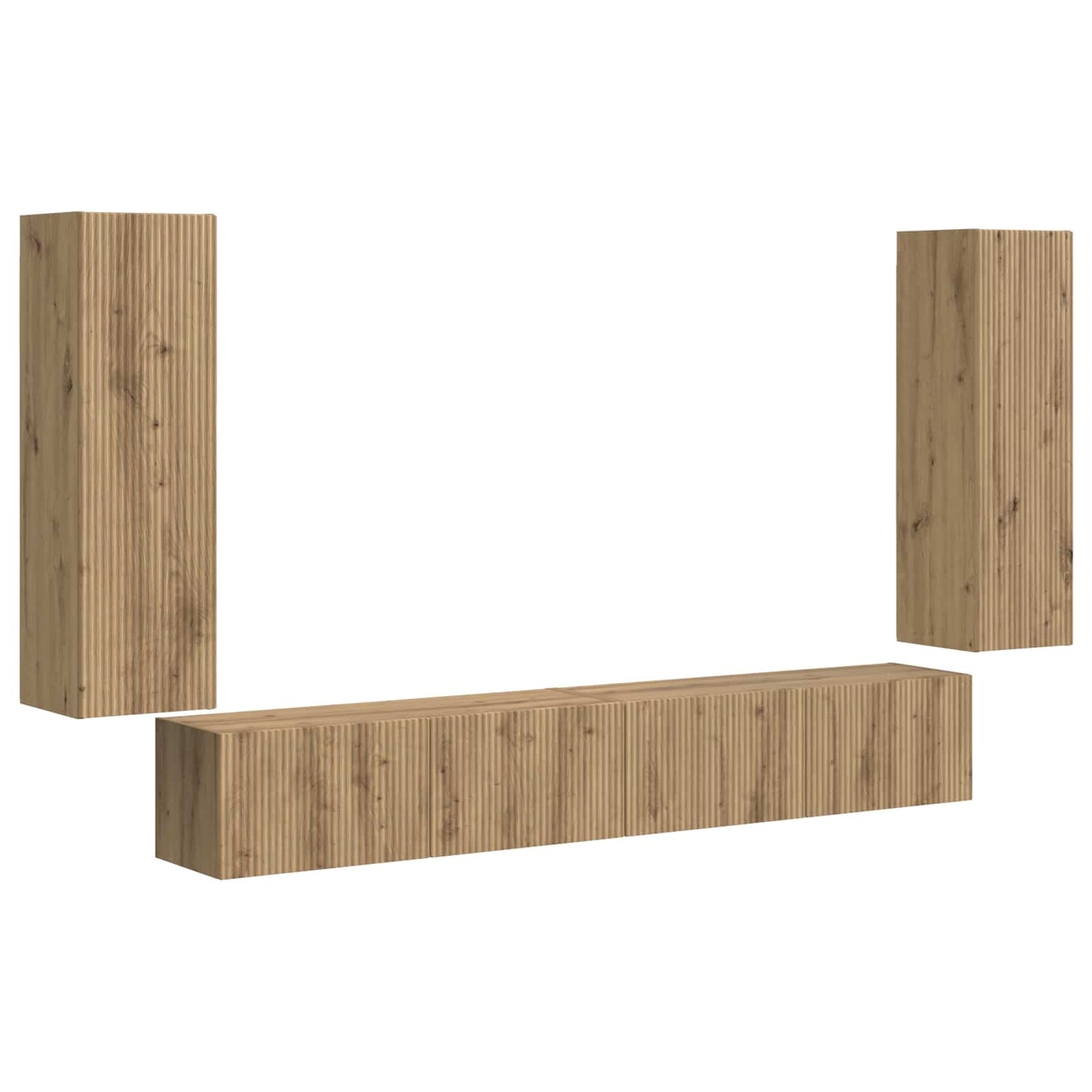 vidaXL Ensemble d'étagères murales pour TV murales 4 pcs Chêne artisan Bois d'ingénierie