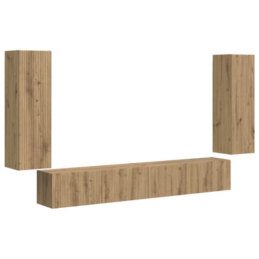 vidaXL Ensemble d'étagères murales pour TV murales 4 pcs Chêne artisan Bois d'ingénierie