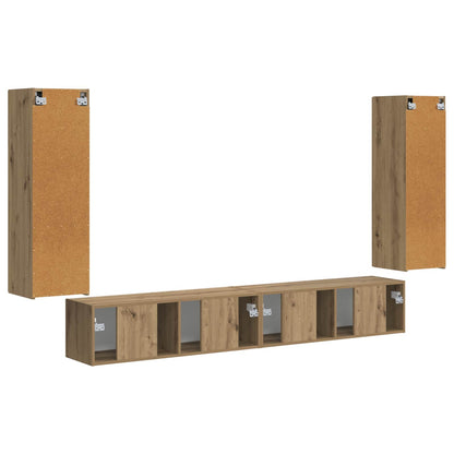 vidaXL Ensemble d'étagères murales pour TV murales 4 pcs Chêne artisan Bois d'ingénierie