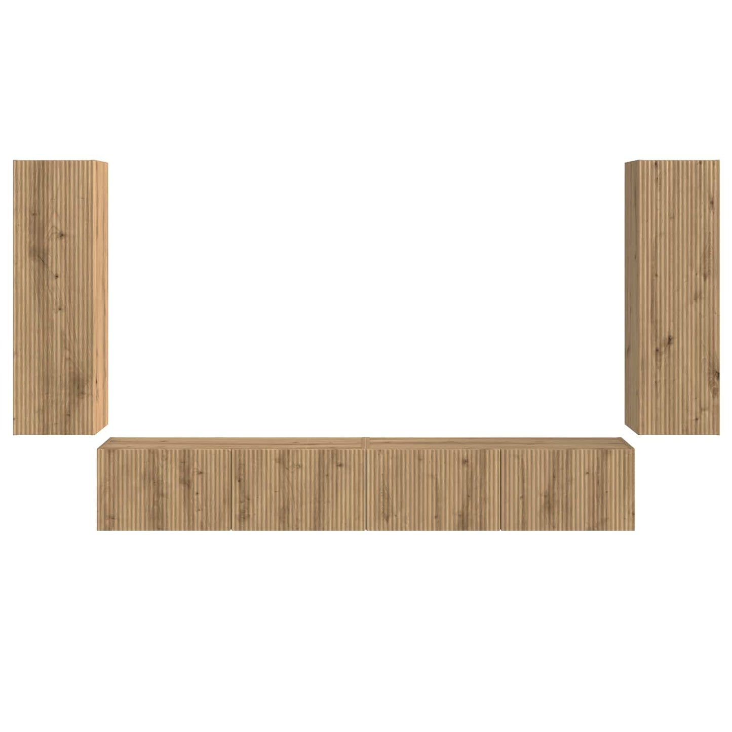 vidaXL Ensemble d'étagères murales pour TV murales 4 pcs Chêne artisan Bois d'ingénierie