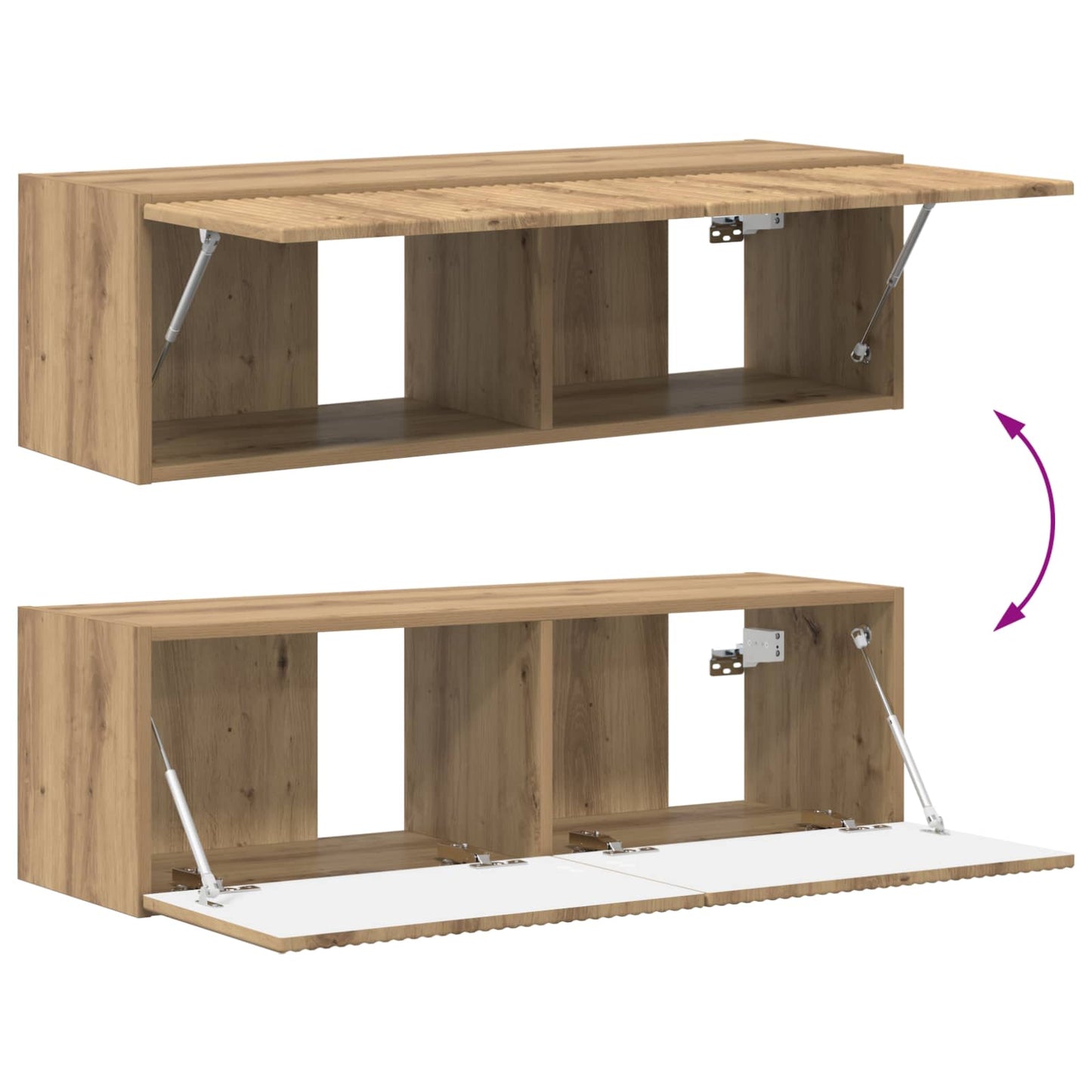 vidaXL Ensemble d'étagères murales pour TV murales 4 pcs Chêne artisan Bois d'ingénierie