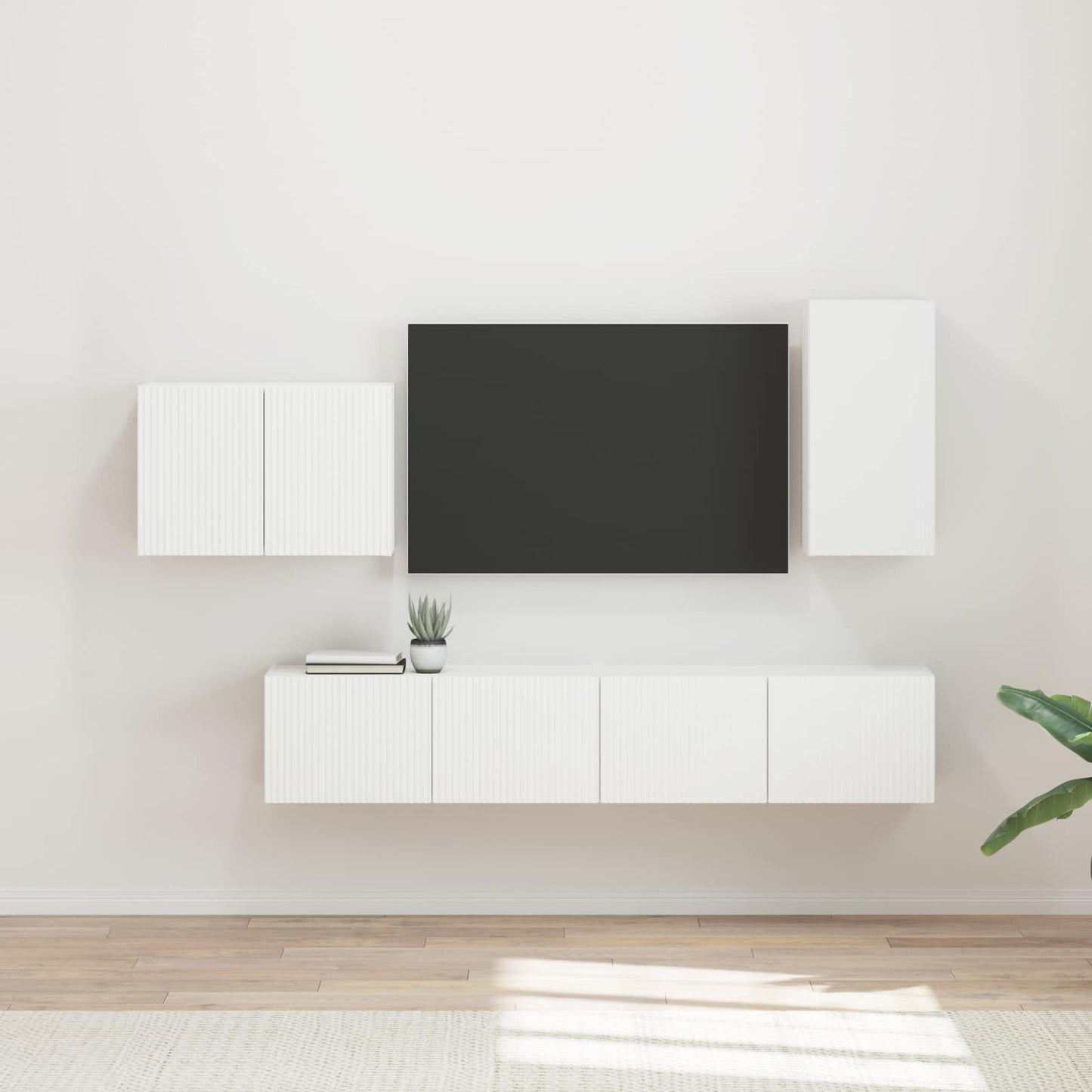 vidaXL Ensemble d'étagères murales pour TV 4 pcs Blanc Bois d'ingénierie
