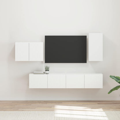vidaXL Ensemble d'étagères murales pour TV 4 pcs Blanc Bois d'ingénierie