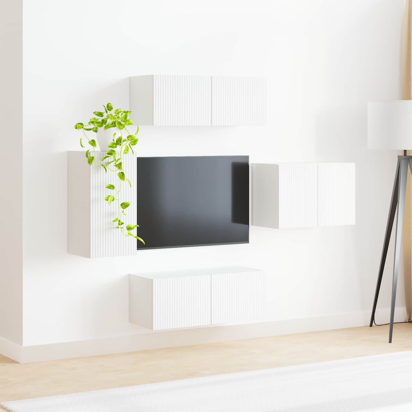 vidaXL Ensemble d'étagères murales pour TV 4 pcs Blanc Bois d'ingénierie