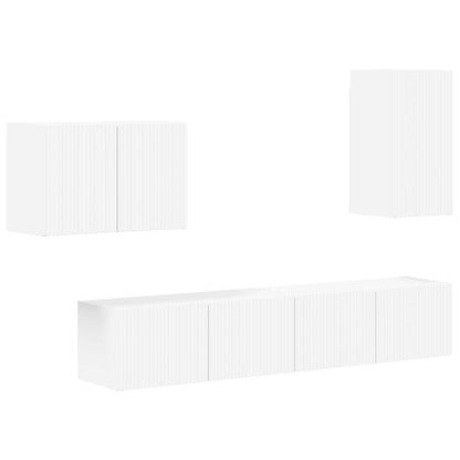 vidaXL Ensemble d'étagères murales pour TV 4 pcs Blanc Bois d'ingénierie