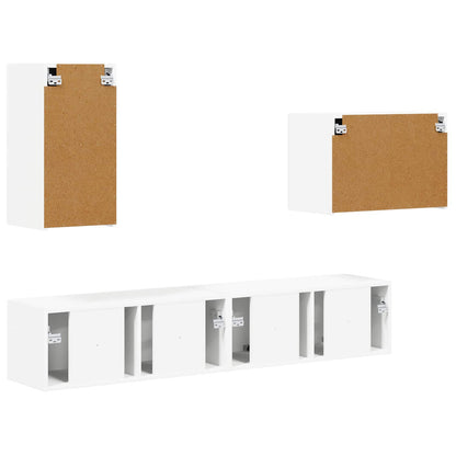 vidaXL Ensemble d'étagères murales pour TV 4 pcs Blanc Bois d'ingénierie