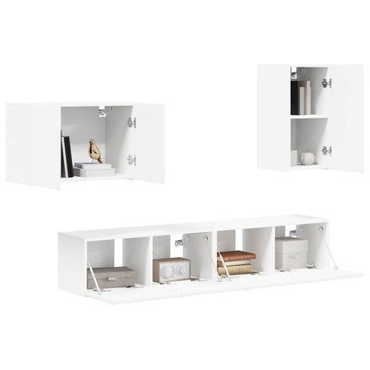 vidaXL Ensemble d'étagères murales pour TV 4 pcs Blanc Bois d'ingénierie