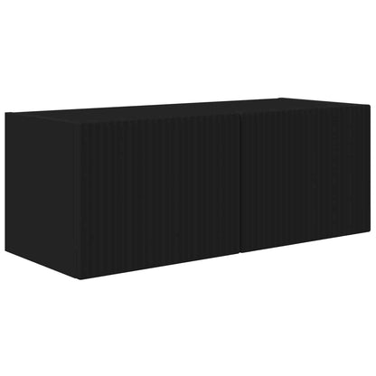vidaXL TV-Wandregal-Set Wandmontiert 4 pcs Schwarz Holzwerkstoff