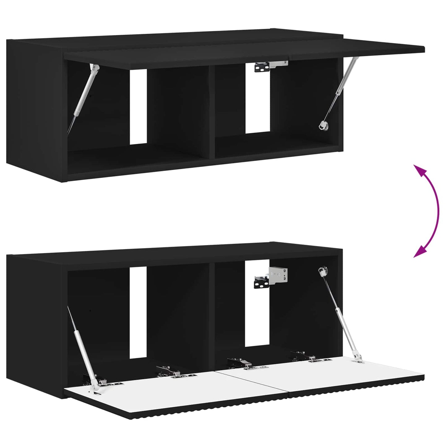 vidaXL TV-Wandregal-Set Wandmontiert 4 pcs Schwarz Holzwerkstoff