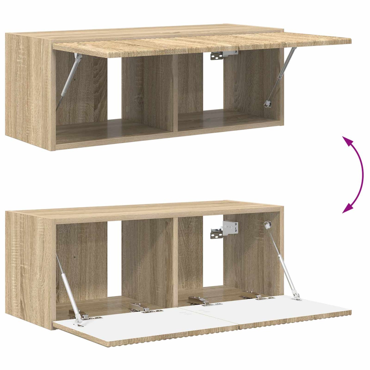 vidaXL TV-Wandregal-Set Wandmontiert 4 pcs Sonoma-Eiche Holzwerkstoff