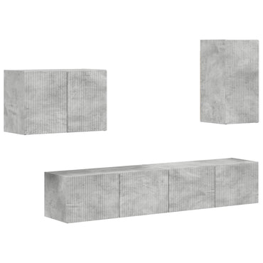 vidaXL TV-Wandregal-Set Wandmontiert 4 pcs Beton Grau Holzwerkstoff