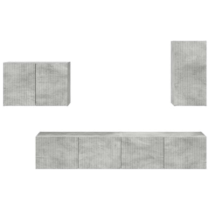 vidaXL TV-Wandregal-Set Wandmontiert 4 pcs Beton Grau Holzwerkstoff