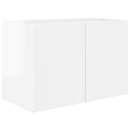 TV-Wandregal-Set 4 pcs Hochglanz Weiß Holzwerkstoff