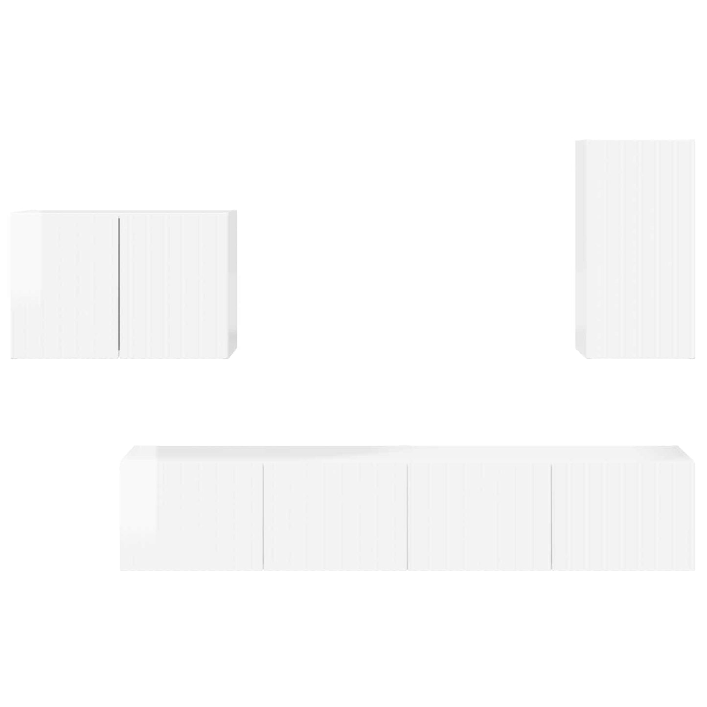 TV-Wandregal-Set 4 pcs Hochglanz Weiß Holzwerkstoff