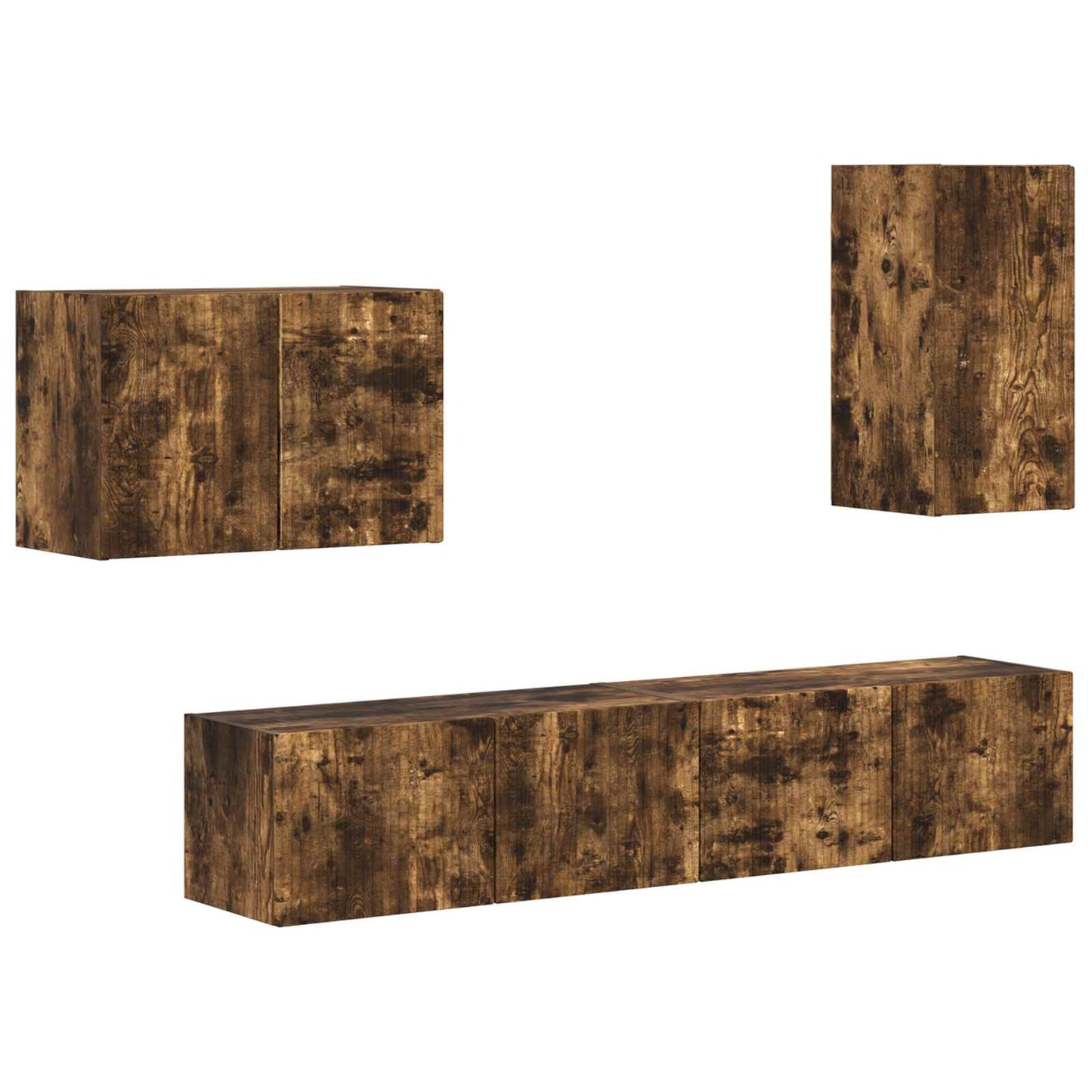 vidaXL TV-Wandregal-Set 4 pcs Geräucherte Eiche Holzwerkstoff