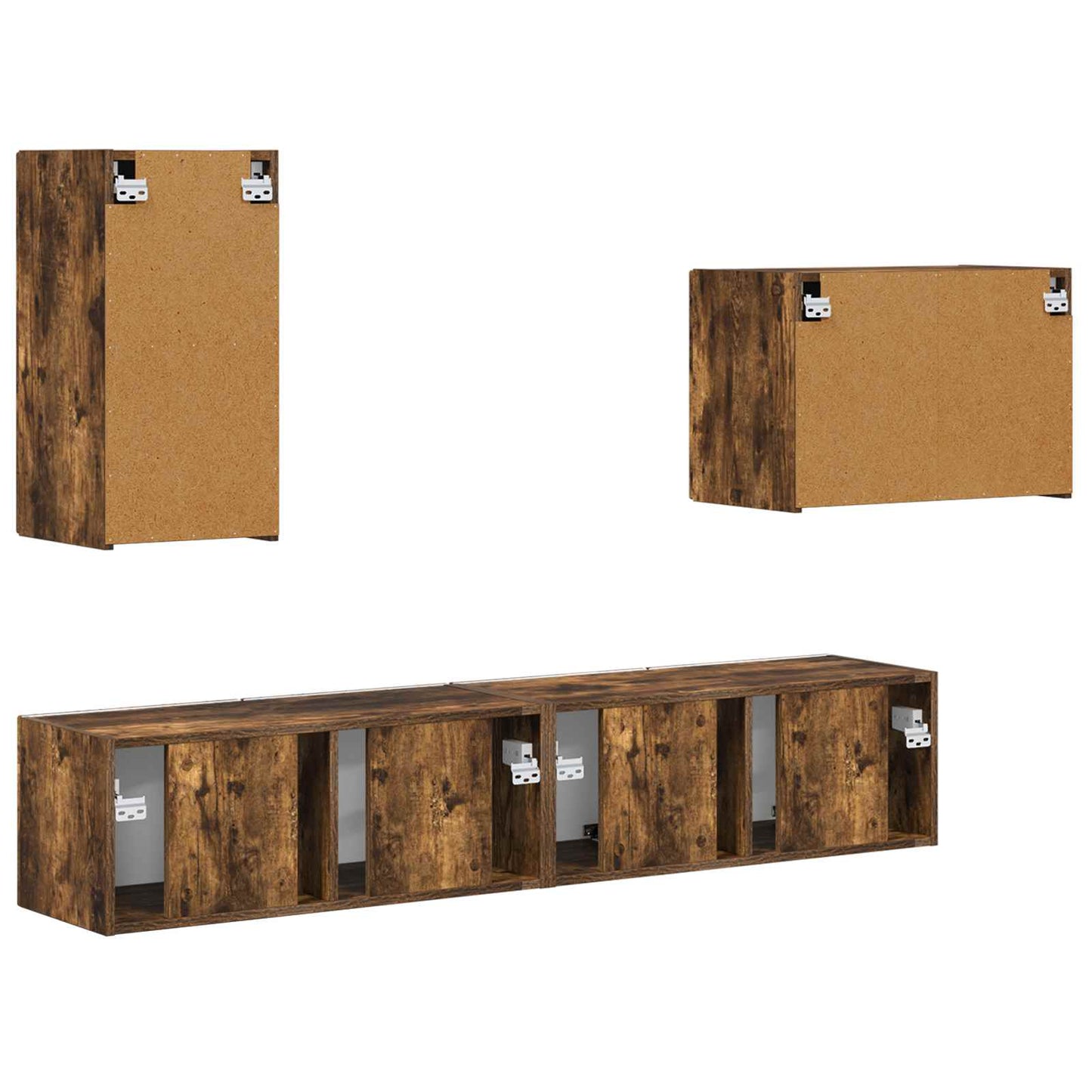 vidaXL TV-Wandregal-Set 4 pcs Geräucherte Eiche Holzwerkstoff