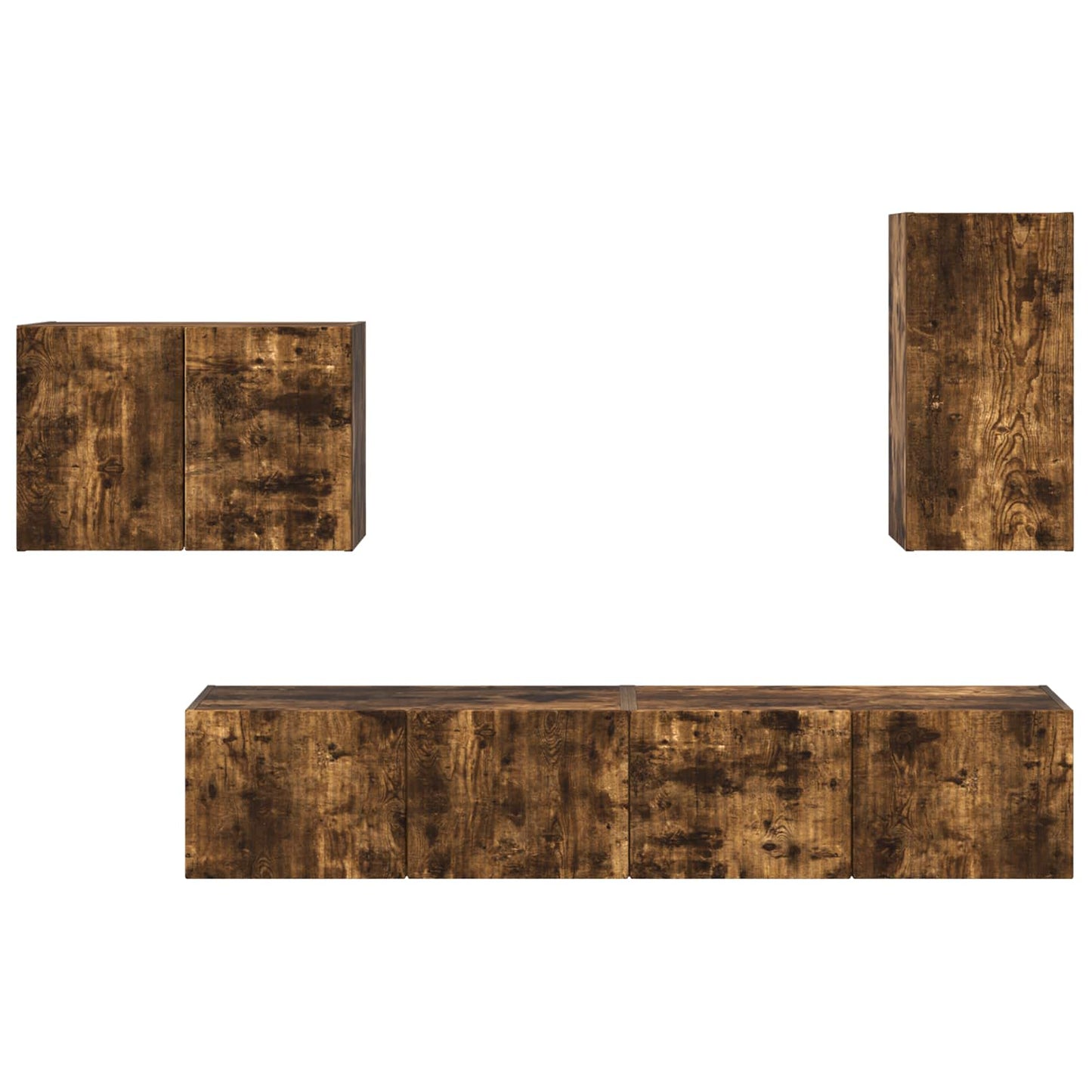 vidaXL TV-Wandregal-Set 4 pcs Geräucherte Eiche Holzwerkstoff