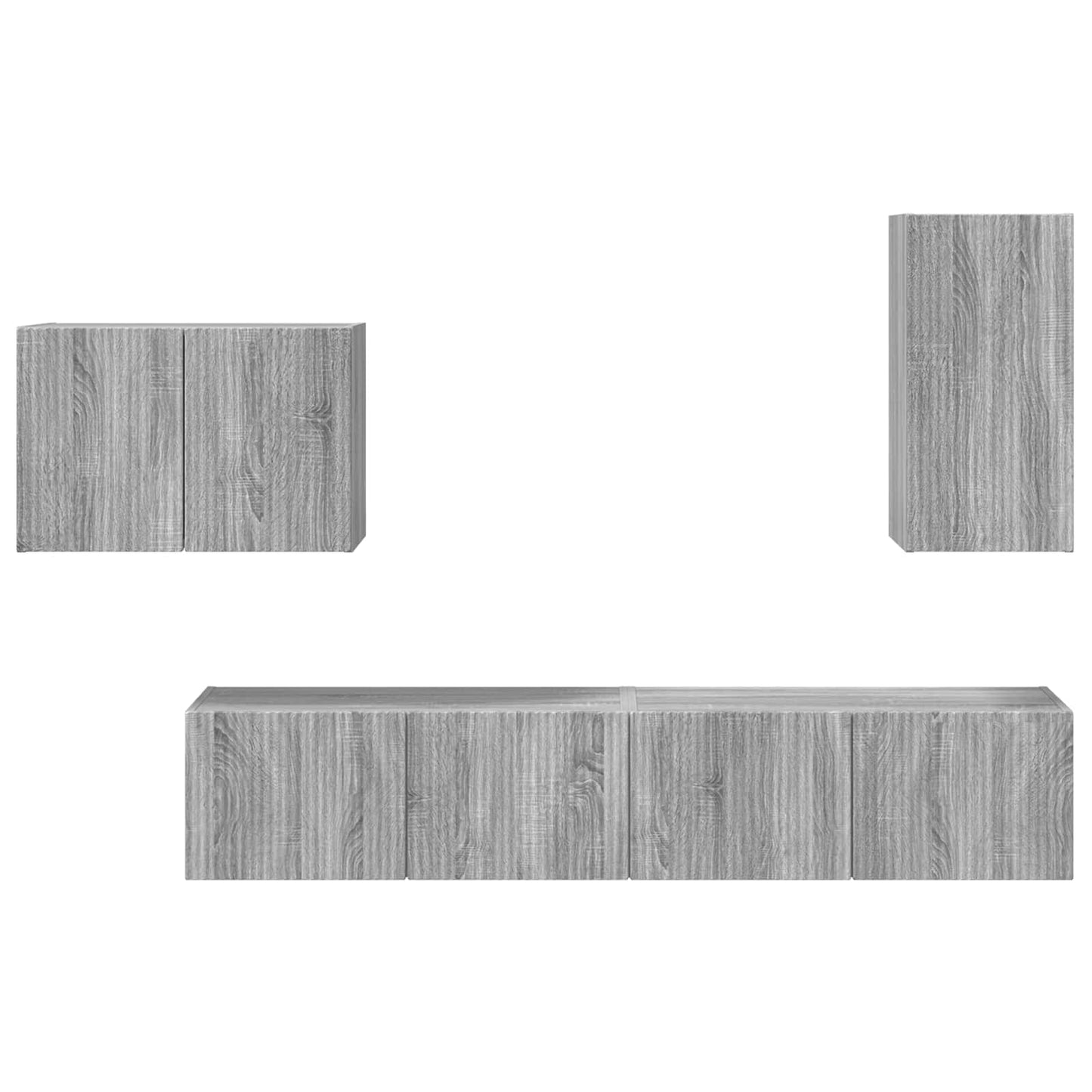 vidaXL TV-Wandregal-Set Wandmontiert 4 pcs Graues Sonoma Holzwerkstoff