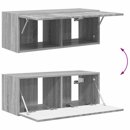 vidaXL TV-Wandregal-Set Wandmontiert 4 pcs Graues Sonoma Holzwerkstoff