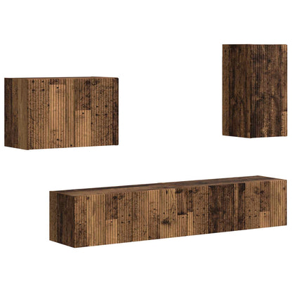 vidaXL TV-Wandregal-Set Wandmontiert 4 pcs Altholz Holzwerkstoff