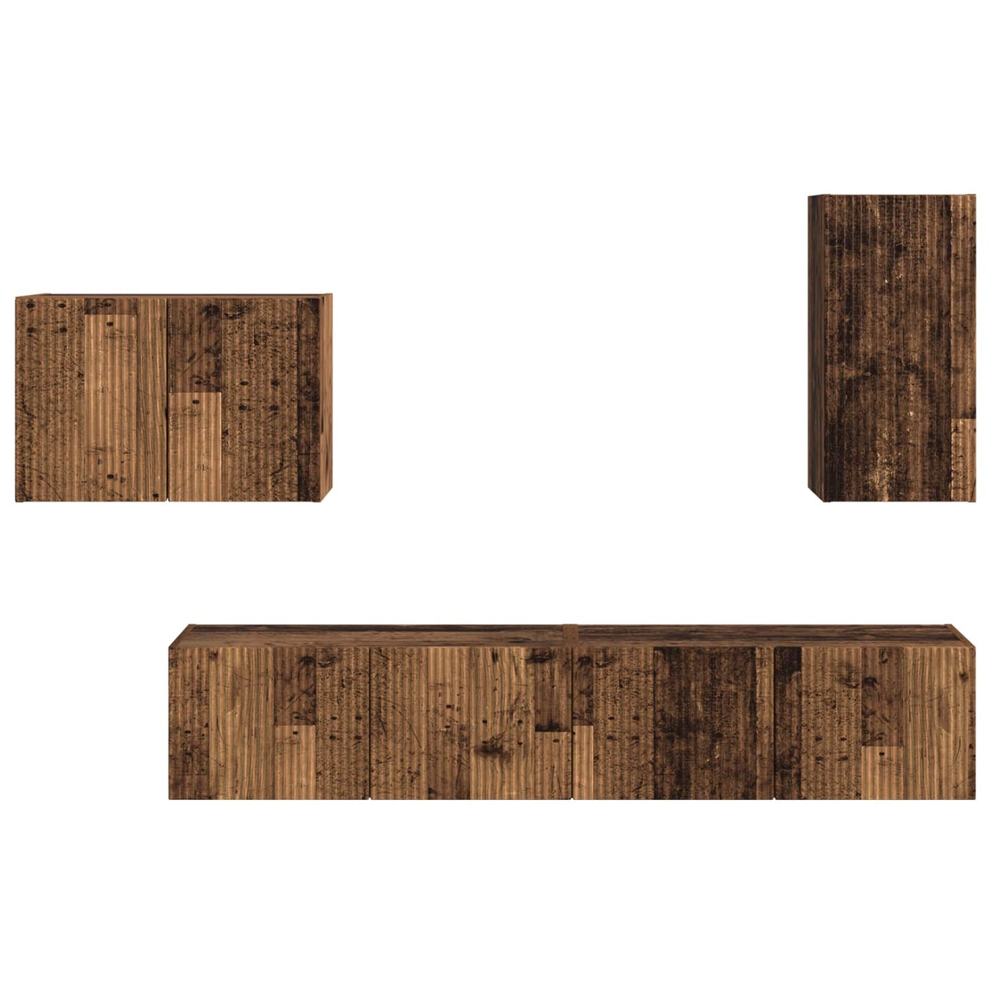 vidaXL TV-Wandregal-Set Wandmontiert 4 pcs Altholz Holzwerkstoff