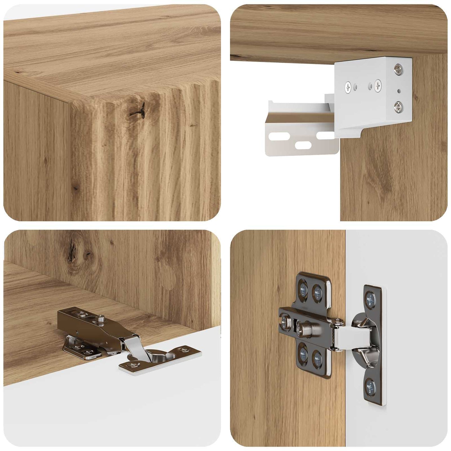 vidaXL TV-Wandregal-Set Wandmontiert 4 pcs Artisan-Eiche Holzwerkstoff