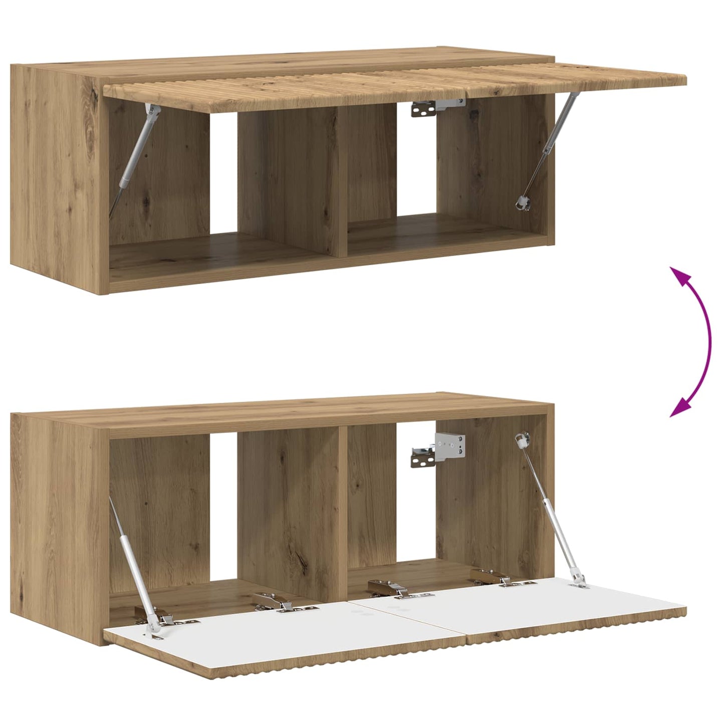 vidaXL TV-Wandregal-Set Wandmontiert 4 pcs Artisan-Eiche Holzwerkstoff