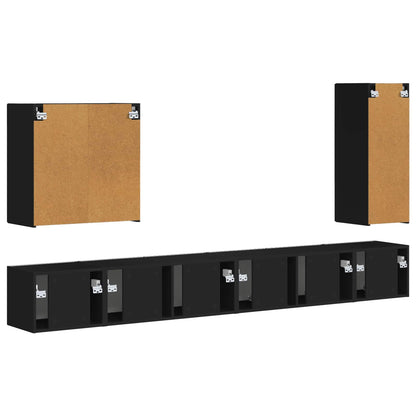 vidaXL TV-Wandregal-Set Wandmontiert 6 pcs Schwarz