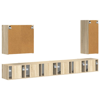vidaXL TV-Wandregal-Set Wandmontiert 6 pcs Sonoma-Eiche