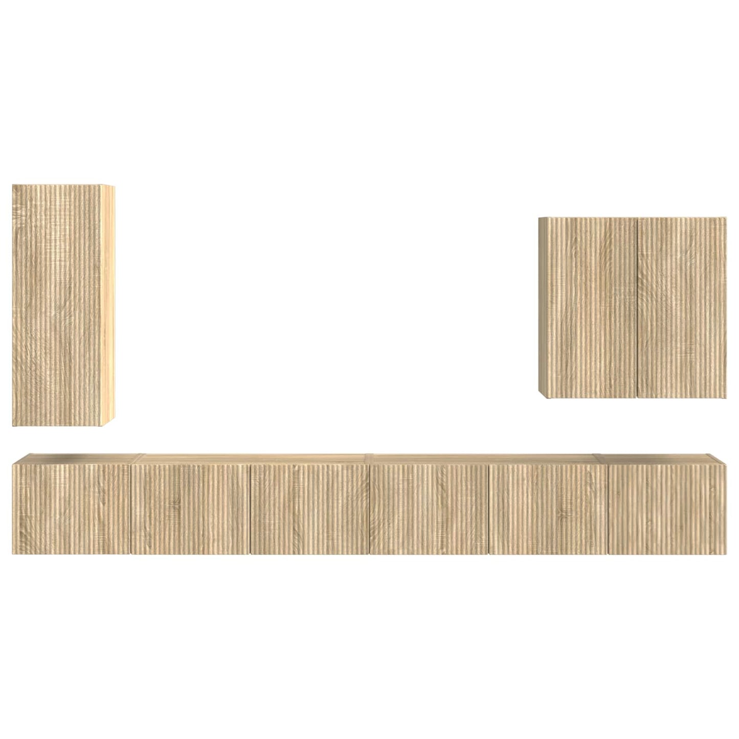 vidaXL TV-Wandregal-Set Wandmontiert 6 pcs Sonoma-Eiche