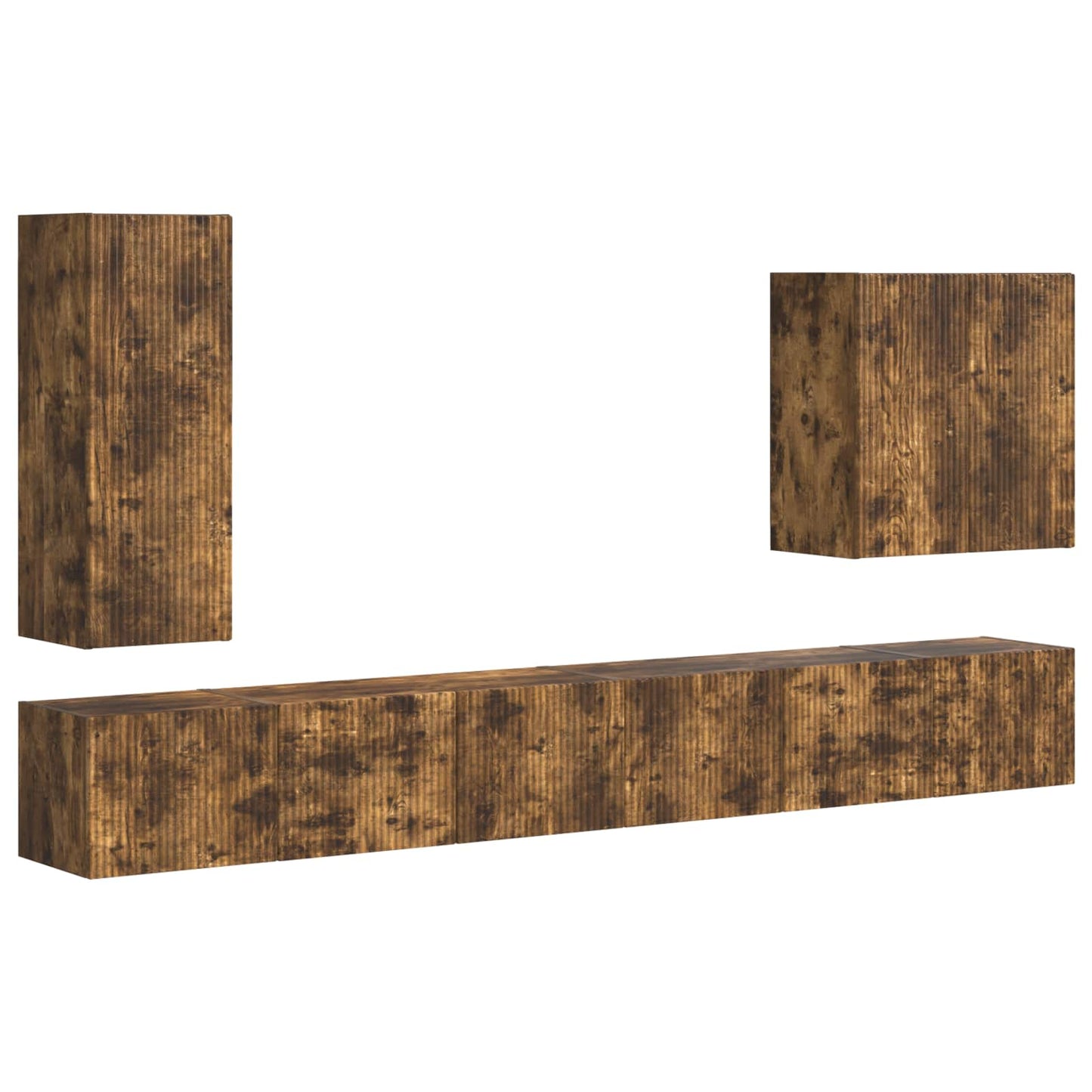 TV-Wandregal-Set Wandmontiert 6 pcs Geräucherte Eiche