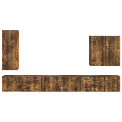 TV-Wandregal-Set Wandmontiert 6 pcs Geräucherte Eiche