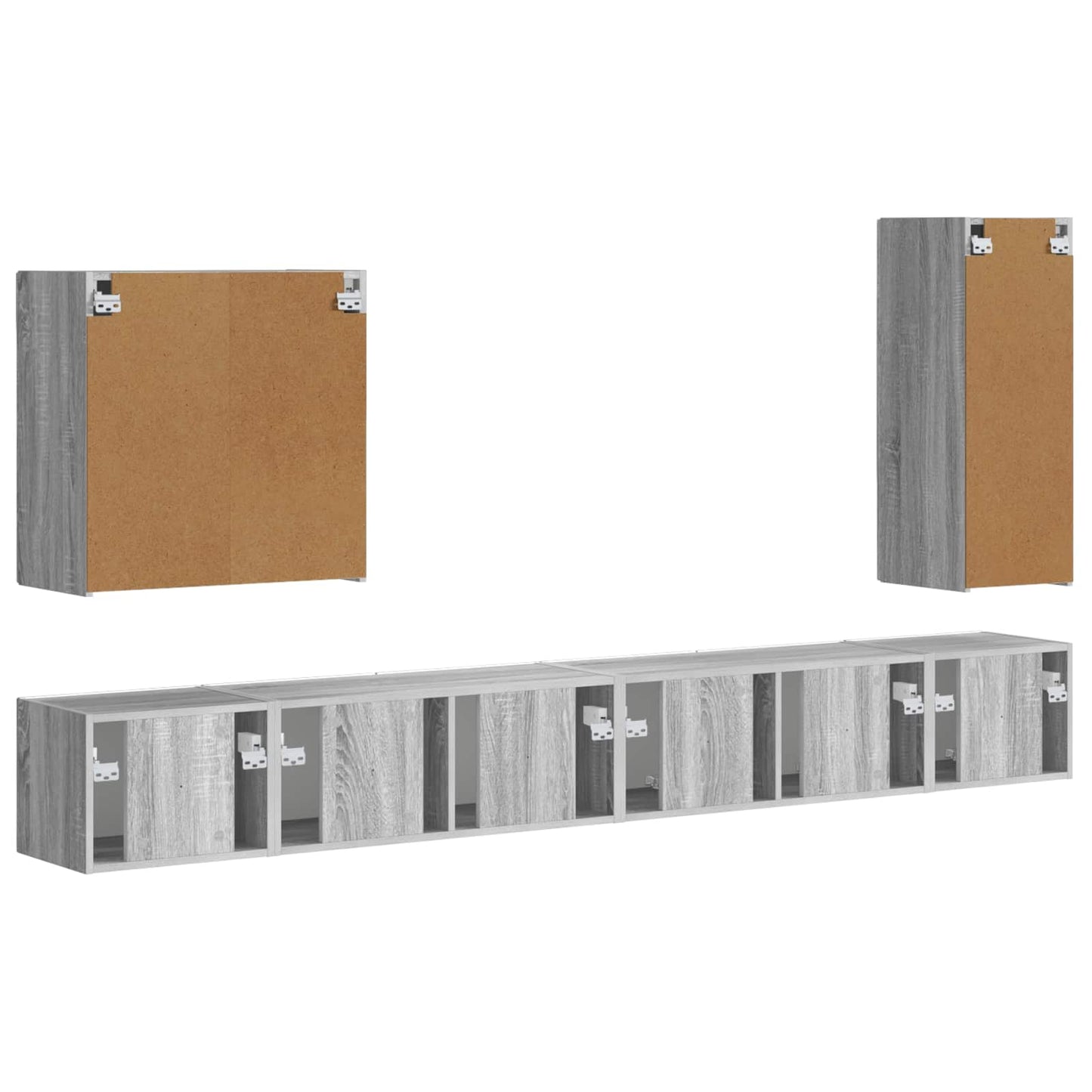 vidaXL TV-Wandregal-Set Wandmontiert 6 pcs Graues Sonoma
