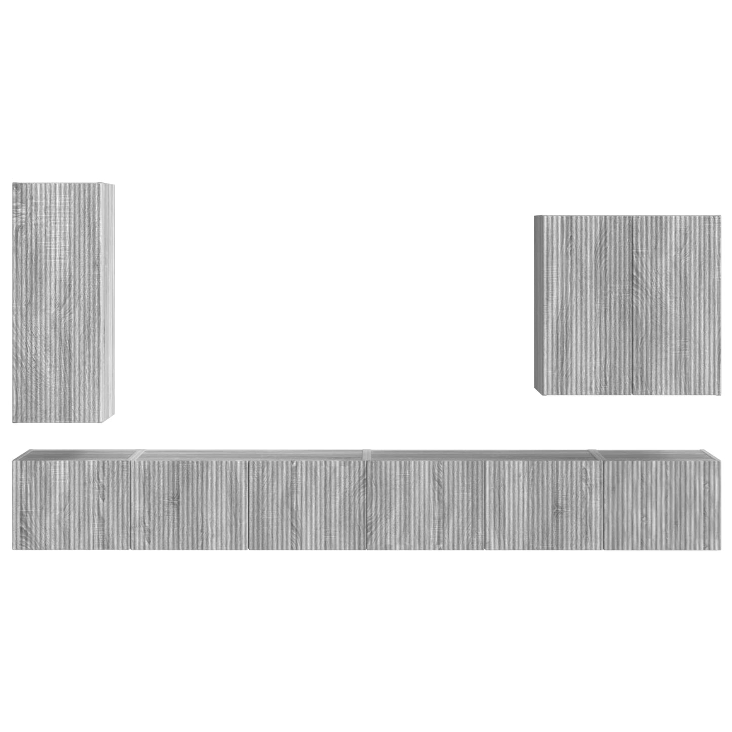 vidaXL TV-Wandregal-Set Wandmontiert 6 pcs Graues Sonoma