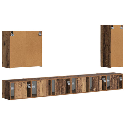 TV-Wandregal-Set Wandmontiert 6 pcs Altholz
