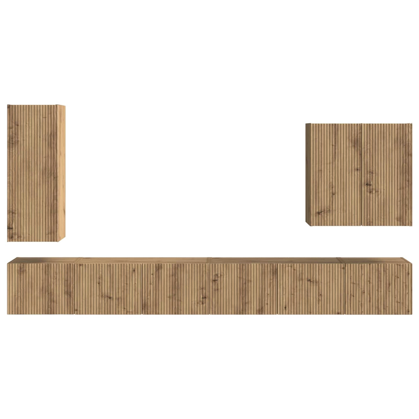TV-Wandregal-Set Wandmontiert 6 pcs Artisan-Eiche